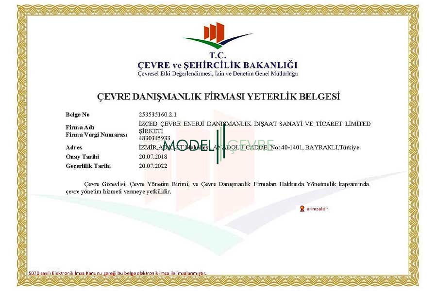 Çevre Danışmanlık Yeterlik Tebliği - Model Çevre