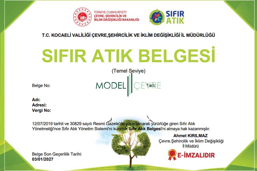 Sıfır Atık Belgesi Başvuru Süreci - Model Çevre